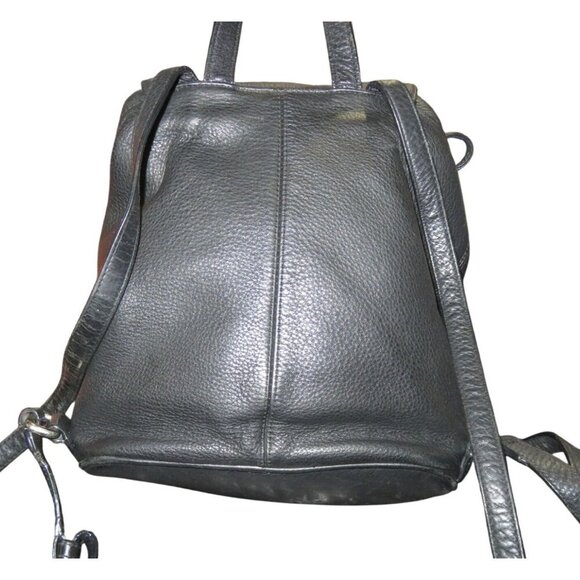 Coach Park Black Pebbled Leather Backpack Daypack Turn lock F24385